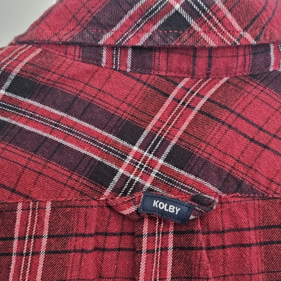 Mens Kolby Red Plaid Button Down Shirt Size Medium - Picture 7 of 9